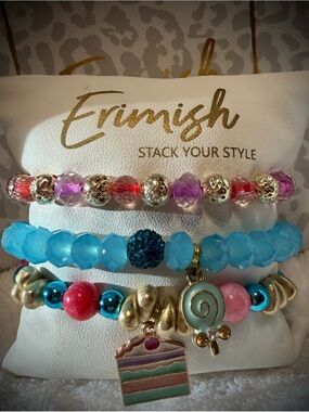 New ERIMISH Bracelets 3 Pc- Blue & Gold - Custom Regular, Kids or Extended Size